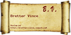 Bretter Vince névjegykártya